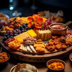 Cheese platter one of the most popular foods on Christmas Eve.AI generated