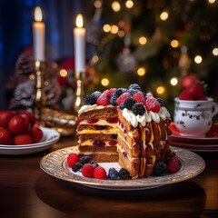 Fruit Cake one of the most popular foods on Christmas Eve.AI generated