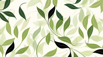 A vibrant green and white background adorned with lush leaves