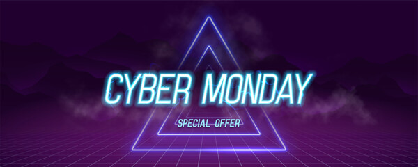 Fototapeta premium Cyber Monday banner. Promotion sale poster. Vector illustration.