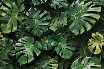 Tropical jungle Monstera leaves, Exotic plants, Can be used for greeting cards, flyers, invitation.