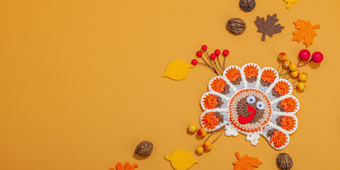 Autumn table setting. Thanksgiving cutlery, traditional fall dec