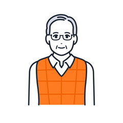 シニア男性のシンプルなアバターアイコンのベクターイラスト素材