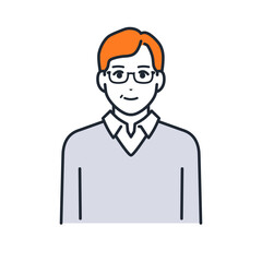 ミドル男性のシンプルなアバターアイコンのベクターイラスト素材