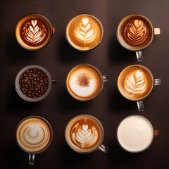 Varieties of coffee top view