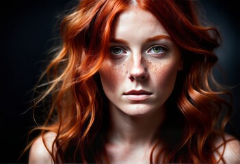 red - haired young woman with freckles. portrait red - haired young woman with freckles. portrait  of red - haired woman with freckles