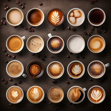 Varieties of coffee top view © Alan Deor