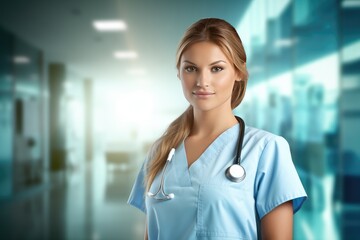 Young beautiful Registered Nurse, future doctor