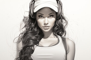 drawing picture of fitness girl jogging,illustration