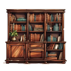 Polished mahogany furniture fills the library - obrazy, fototapety, plakaty