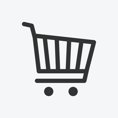 vector illustration of shopping basket icon on grey background for website, ui ux and mobile design. vector illustration