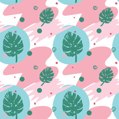 Pink Flamingo Vector Patterns. Leaf pattern background