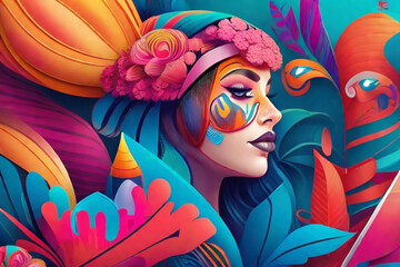 Digital Illustration: Digital illustrations are created using digital tools like graphic tablets and software like Adobe Illustrator or Procreate. They can range from vibrant and colorful  Generative 