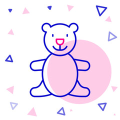 Line Teddy bear plush toy icon isolated on white background. Colorful outline concept. Vector