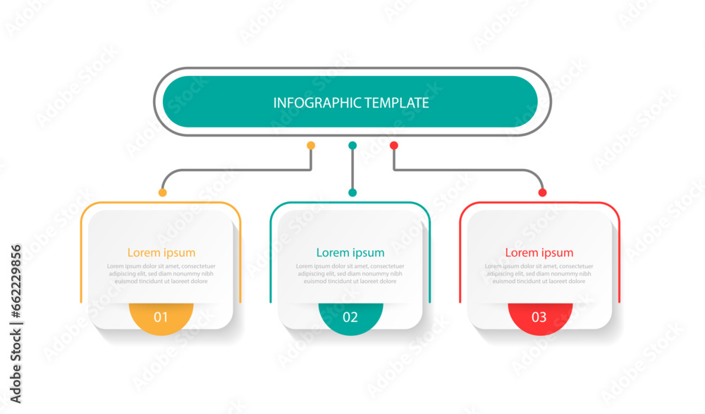 Poster Modern design template infographic vector element with 3 step process diagram line concept
