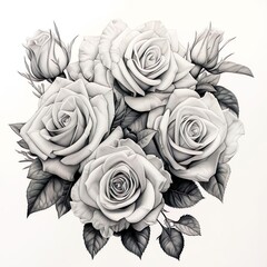 Black and white drawing of flower
