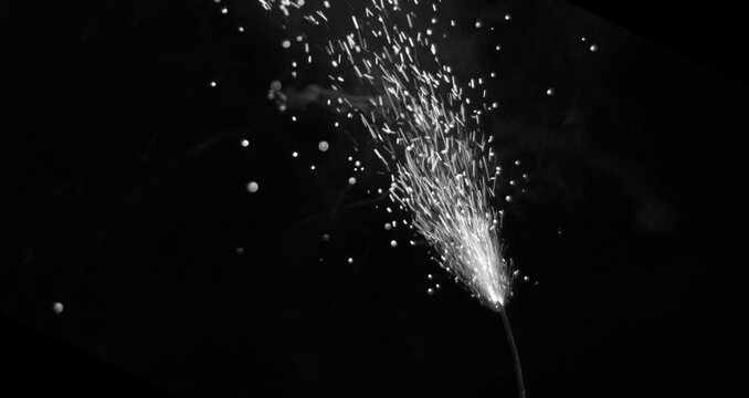 Black and White Super Slow-Motion burning fuse, monochrome 600fps Video