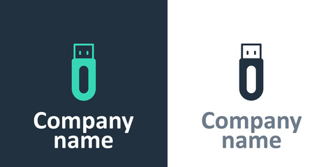 Logotype USB flash drive icon isolated on white background. Logo design template element. Vector