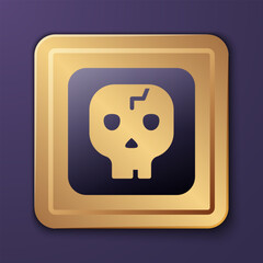 Purple Archeology icon isolated on purple background. Gold square button. Vector