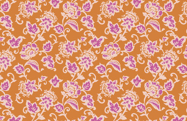 Hand-drawn batik seamless pattern boho floral block print vector