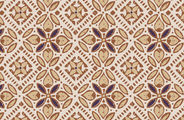 Digital seamless pattern block print batik vector ajrakh