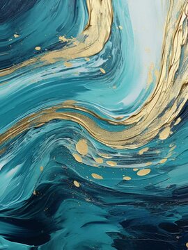 Gold and blue explode bright paint and oil color swirls entropy. Vertical video for business.