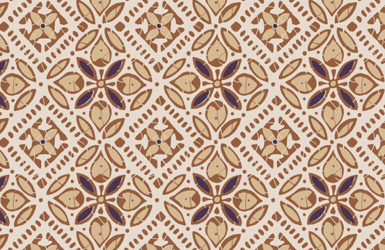 Digital seamless pattern block print batik vector ajrakh