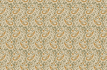 Digital paisley seamless pattern block print floral batik vector