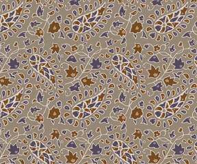 Digital paisley seamless pattern block print floral batik vector