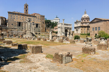 View of the Basilica Julia in the forum of Rome - obrazy, fototapety, plakaty