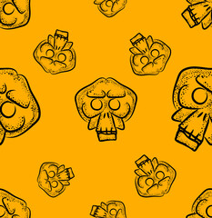 mexican skull print seamless pattern