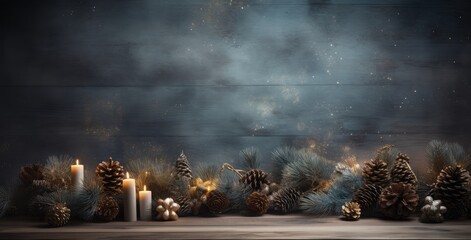 Beautiful christmas decoration on a wooden table.