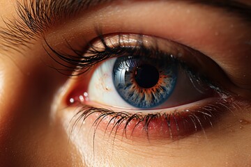 Human Eye - Close Up of the Pupil and Eyelashes - AI Generated