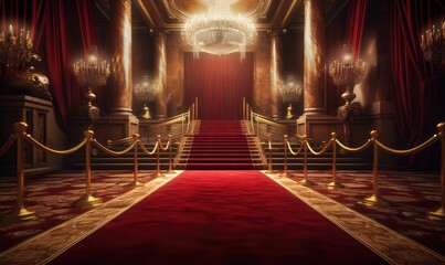 Red carpet in a glamorous room. - obrazy, fototapety, plakaty