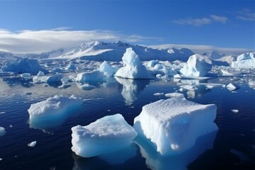 Fototapeta na wymiar Antarctic glaciers and icebergs. Generative AI