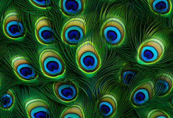 Colorful Realistic Peacock Feather Pattern Background