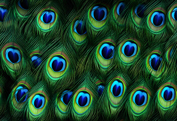 Obraz premium Colorful Realistic Peacock Feather Pattern Background