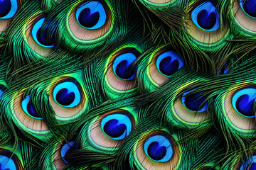 Colorful Realistic Peacock Feather Pattern Background