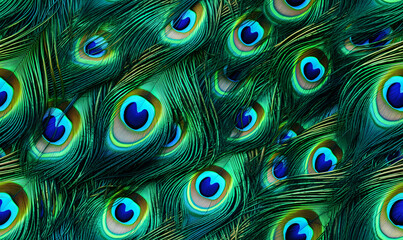 Obraz premium Colorful Realistic Peacock Feather Pattern Background