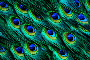 Colorful Realistic Peacock Feather Pattern Background
