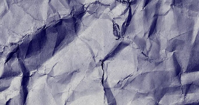 Blue color Grunge noise texture of a textured crumbled paper surface stop motion animation. Hard creased Crumbled paper grungy stop motion animation seamless looped.