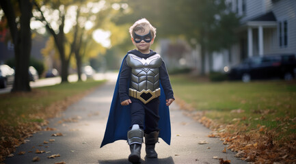  kid dressed as a super hero - obrazy, fototapety, plakaty