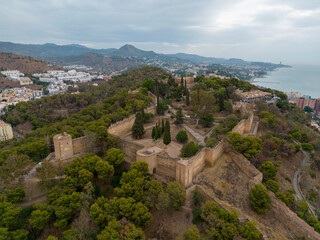 vista del bonito castillo de Gibralfaro de época islámica de la ciudad de Málaga, Andalucía