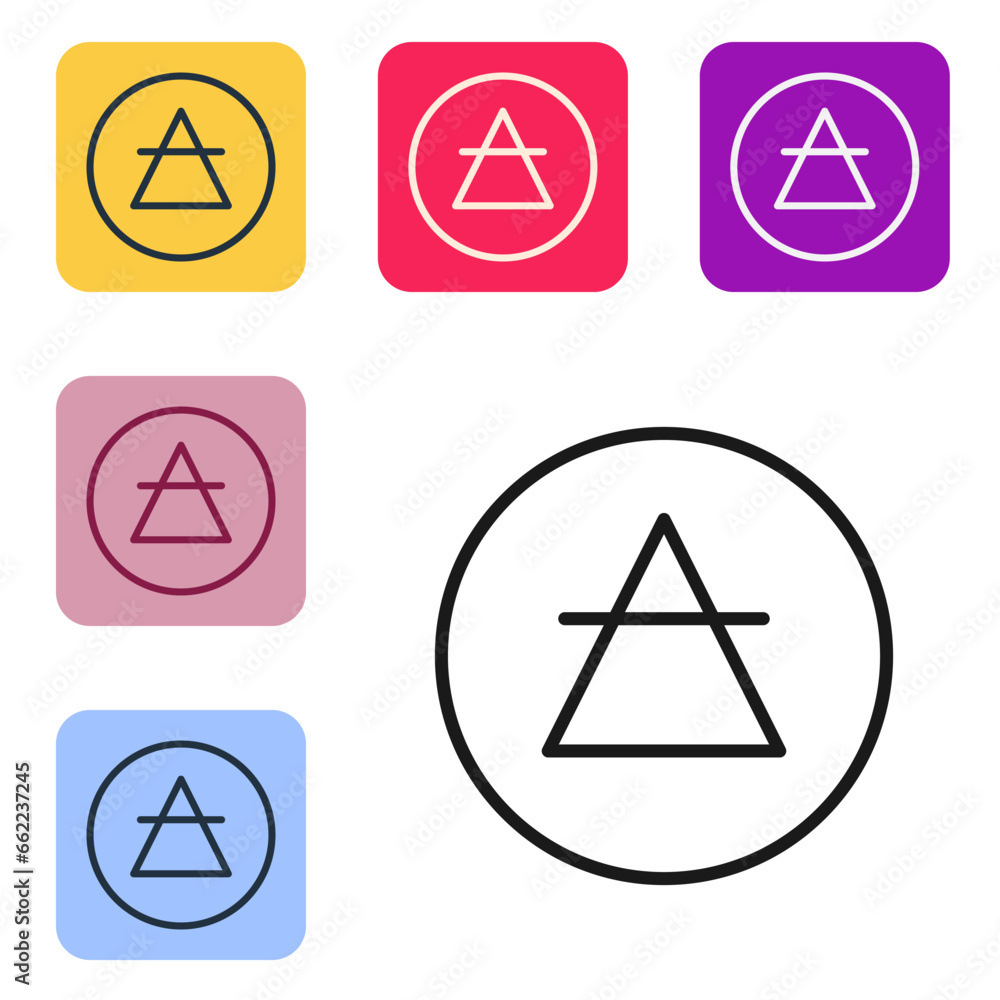 Poster black line air element of the symbol alchemy icon isolated on white background. basic mystic element