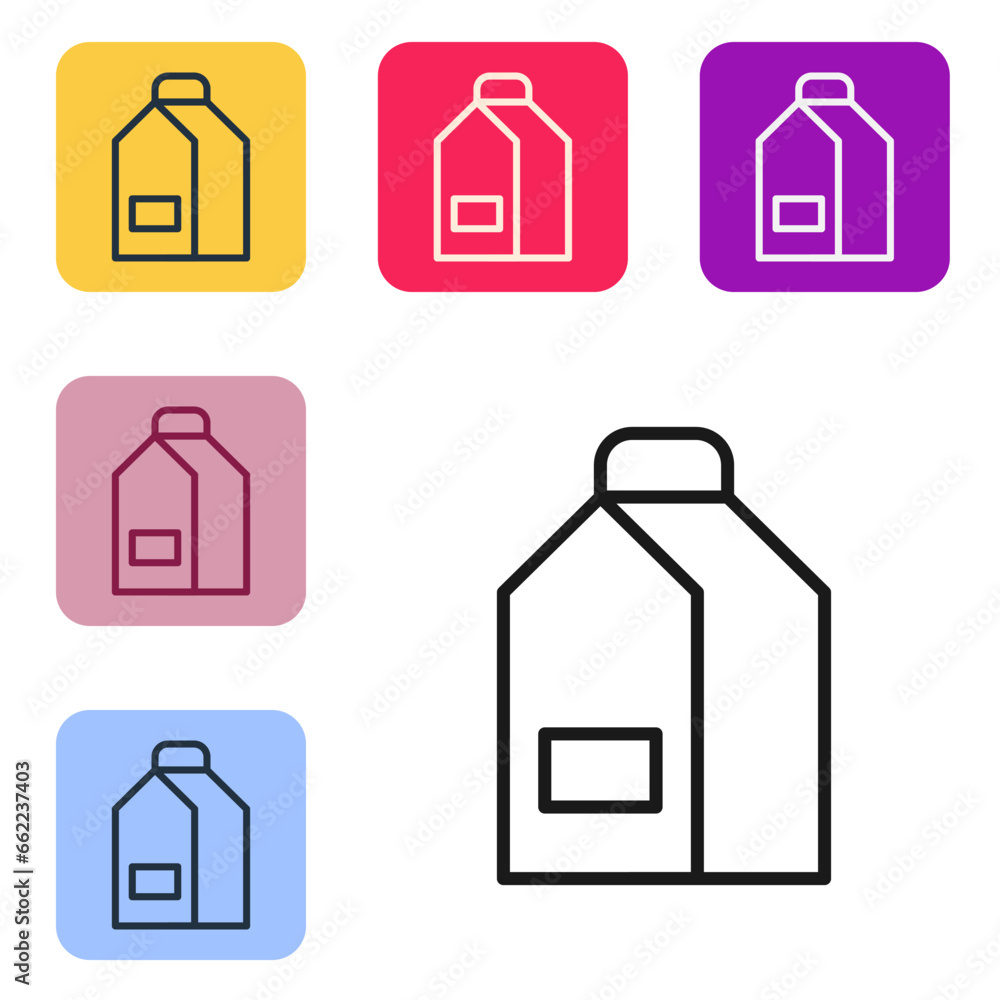 Aufkleber black line paper package for milk icon isolated on white background. milk packet sign. set icons in 