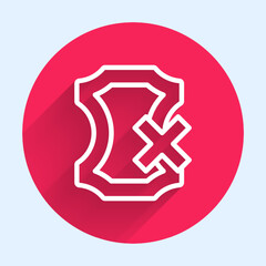 Obraz premium White line No leather icon isolated with long shadow background. Red circle button. Vector