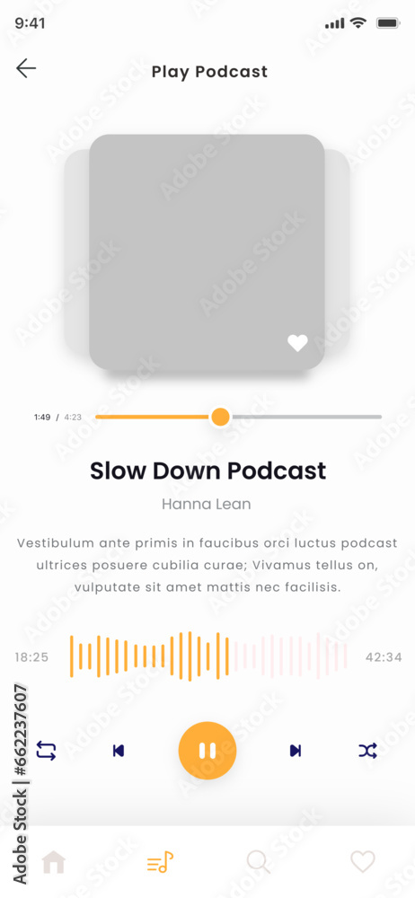 Wall mural podcast platform and audiobook player mobile app ui kit template