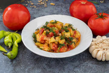 Traditional delicious Turkish food; Roasted Zucchini with Olive Oil