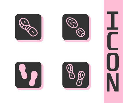 Set Human footprints shoes, , and icon. Vector