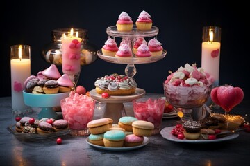 Obraz na płótnie Canvas Table with sweets prepared for Birthday party